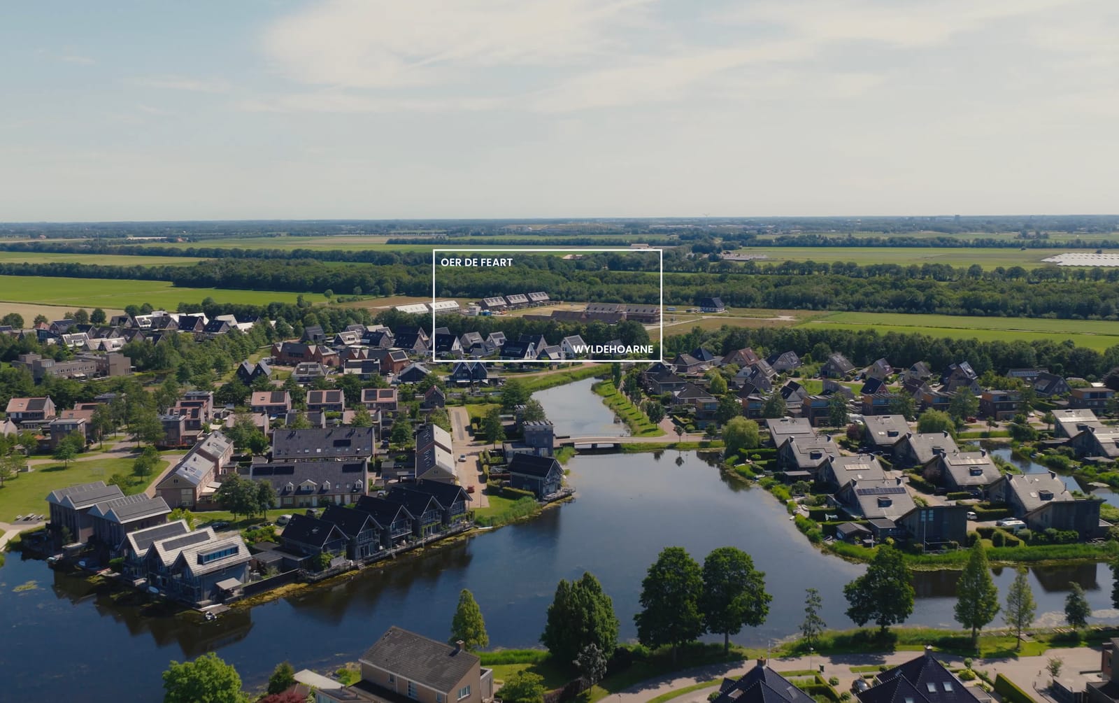 Luchtfoto van de locatie Oer de Feart in nieuwbouwwijk Wyldehoarne