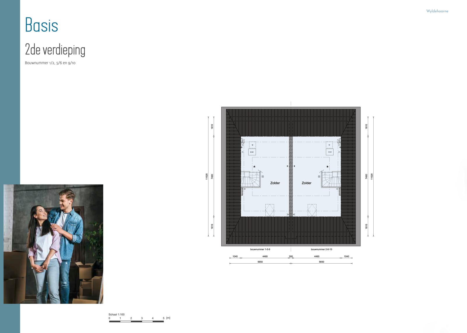 Plattegrond tweede verdieping (zolder) type A